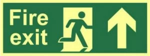 Image of Fire Exit ArrwUp Sign Rigid S/A Lum. Brd