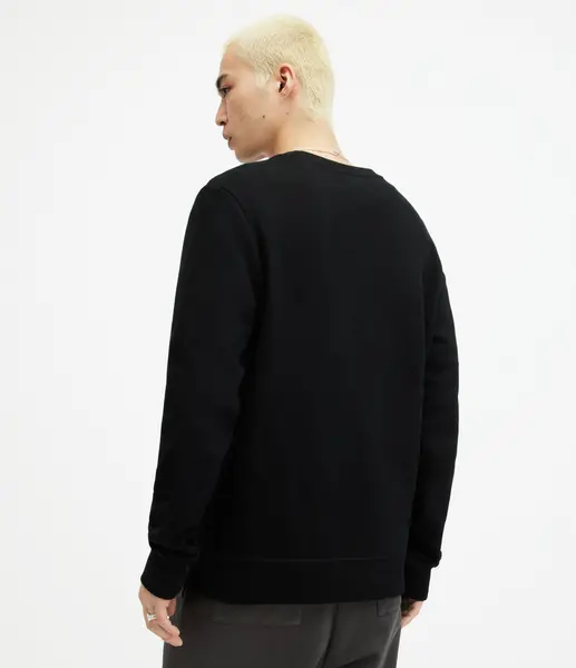 Image of AllSaints Mens Slim Fit Raven Sweatshirt, Black, Size: M