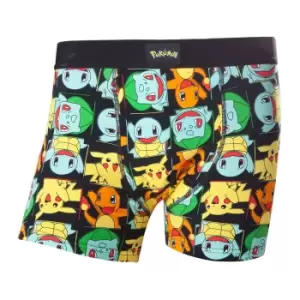 image of POKEMON Adult Male Pikachu & Friends All-Over Pattern Boxer Short, Medium, Black