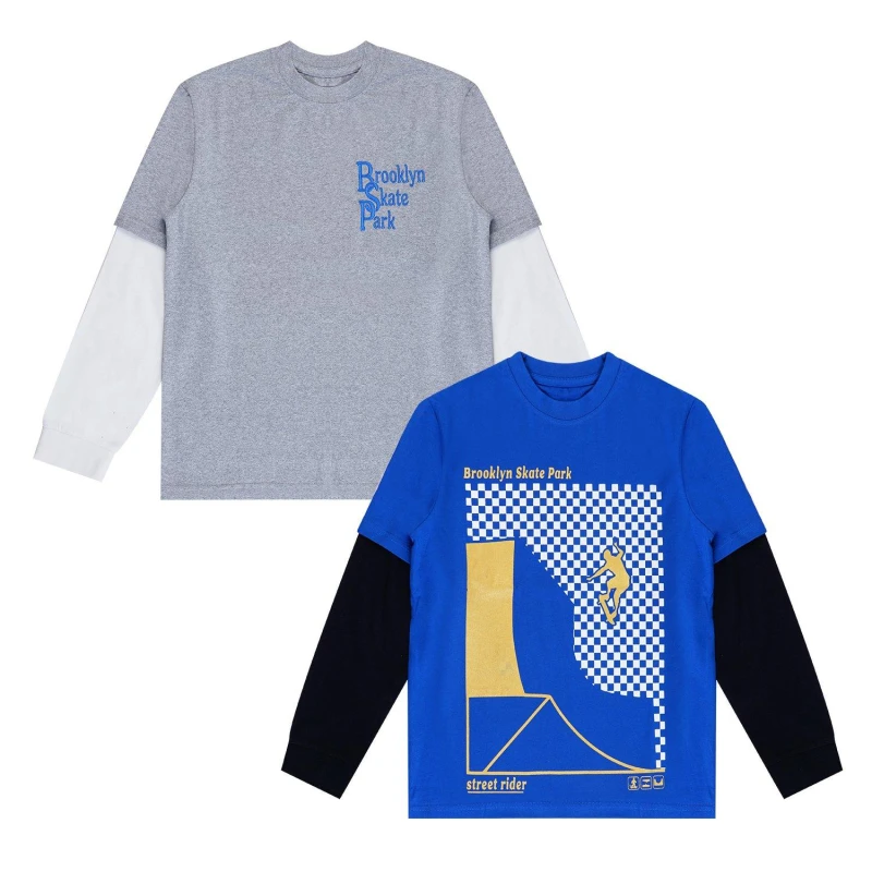 Image of Firetrap 2 Pack Long Sleeve T-Shirts Juniors - Multi Multi One Size