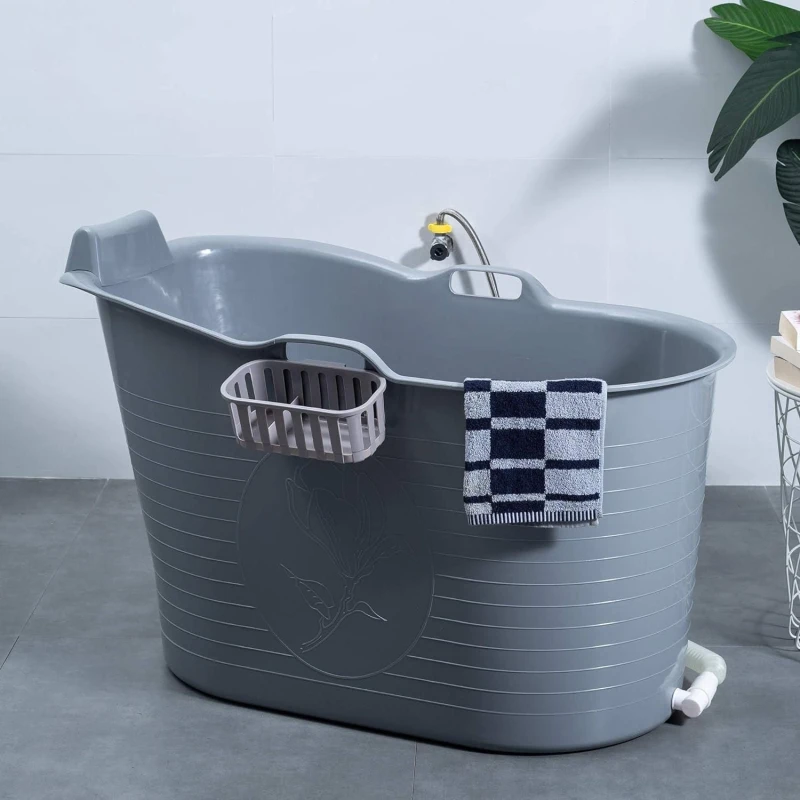 Image of Fimous Bathtub for Bathroom, Soaking Bathtub for Hot Bath & Ice Bath Freestanding Bath Tub Grey Grey Unisex