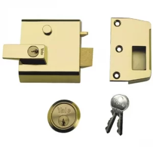 image of Yale Locks P1 Double Security Nightlatch 60mm Backset Brasslux Fin...