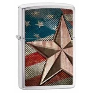 image of Zippo Retro Star Brushed Chrome Windproof Lighter