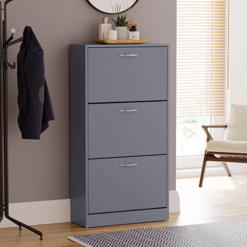 Image of Lassic Vida Designs 3 Drawer Shoe Cabinet Grey unisex 3 Drawer