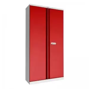 Image of Phoenix SC Series 2 Door 4 Shelf Steel Storage Cupboard Grey Body Red