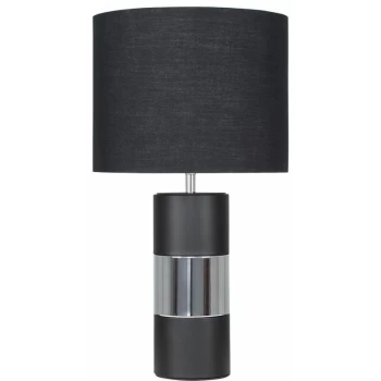 Image of Cylinder Touch Table Lamp with Small Drum Lamp Shade - Black
