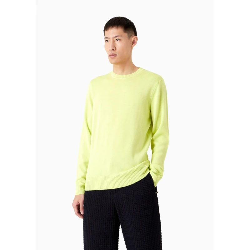 Image of Emporio Armani Virgin Wool Regular Fit Jumper Lime male 2XL