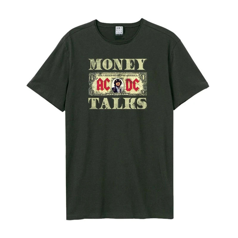 Image of Amplified Amplified Men Money Talks AC DC T-Shirt in Charcoal Size: X-Small Charcoal XS Male 5063107998521