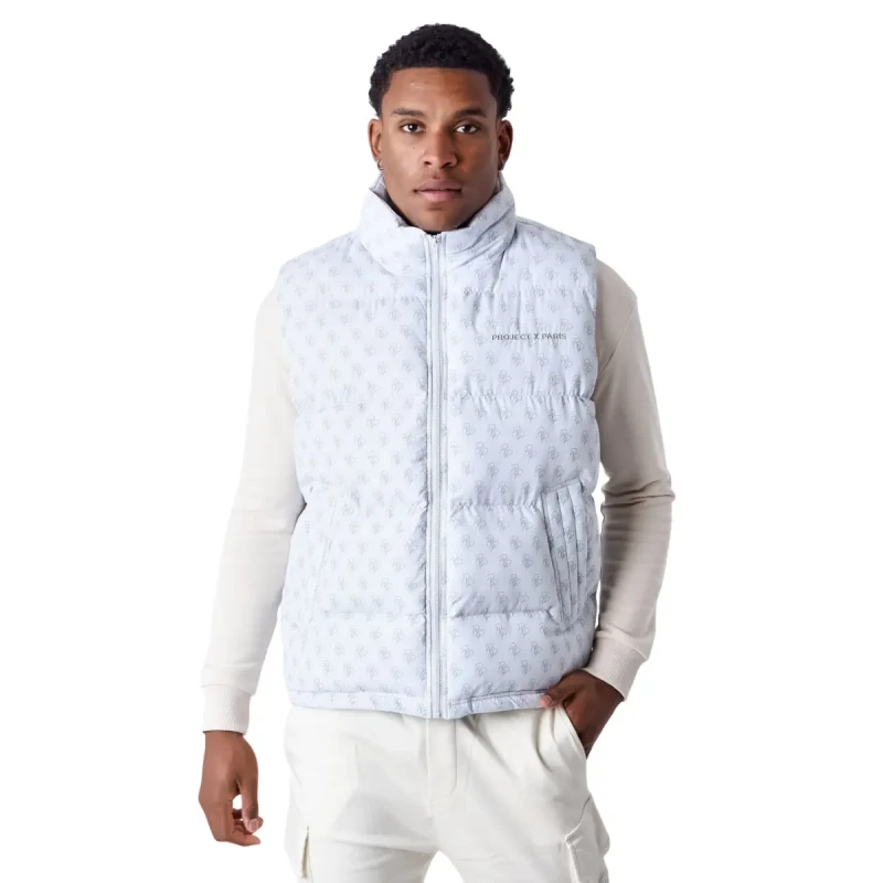 Image of Project X Paris Project X Paris' Sleeveless All-Over Monogram Puffer Vest Bleu Male XL