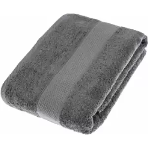 image of HOMESCAPES Turkish Cotton Grey Bath Sheet - Grey Charcoal