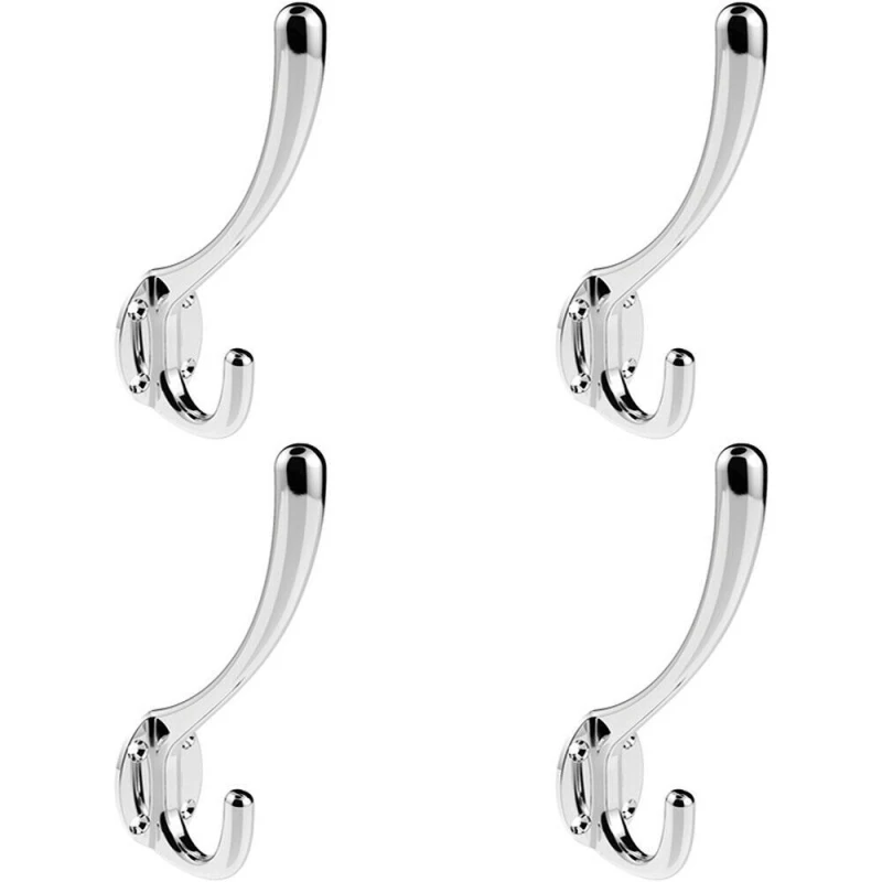 Image of Loops 4x Heavyweight One Piece Hat & Coat Hook 76mm Projection Polished Chrome Multi