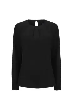 Image of Pleat Front Long Sleeve Blouse