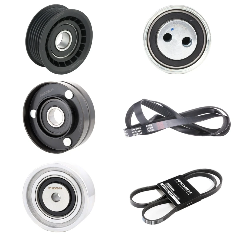 Image of RIDEX 542R0103 V-ribbed belt set Polyester, EPDM (ethylene propylene diene Monomer (M-class) rubber) V-Ribbed Belt Set (542)