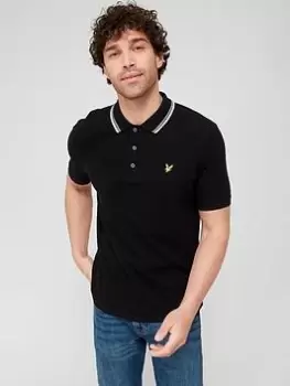 Image of Lyle & Scott Dashed Tipped Polo Shirt - Black, Size 2XL, Men