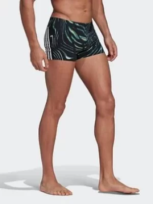 Image of adidas Graphic Souleaf Swim Boxers, Black Size M Men