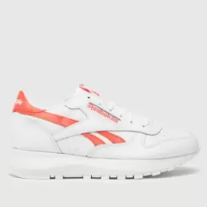Image of Reebok White & Orange Classic Leather Sp Trainers