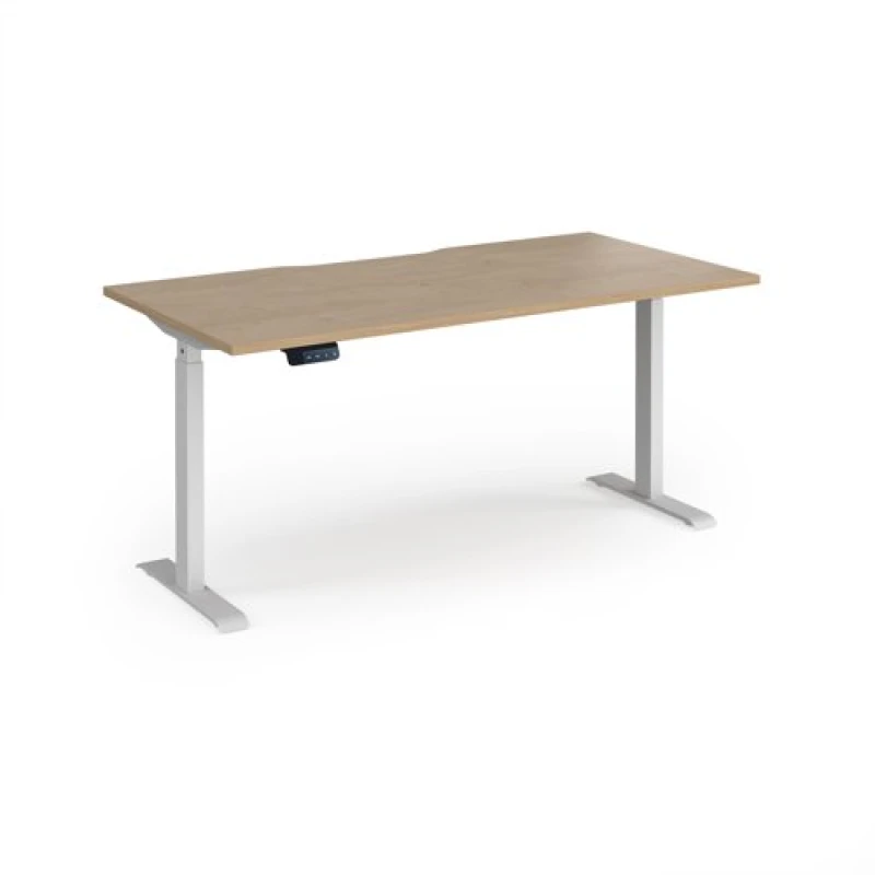 Image of Elev8 Contract Elev8 Contract 1600w Straight Sit-stand Desk 1600mm x 800mm - White Frame, Kendal Oak Top EVC-1600-WH-WO