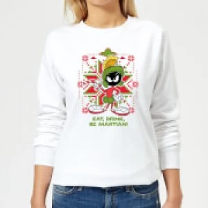 Image of Looney Tunes Eat Drink Be Martian Womens Christmas Sweatshirt - White - 3XL