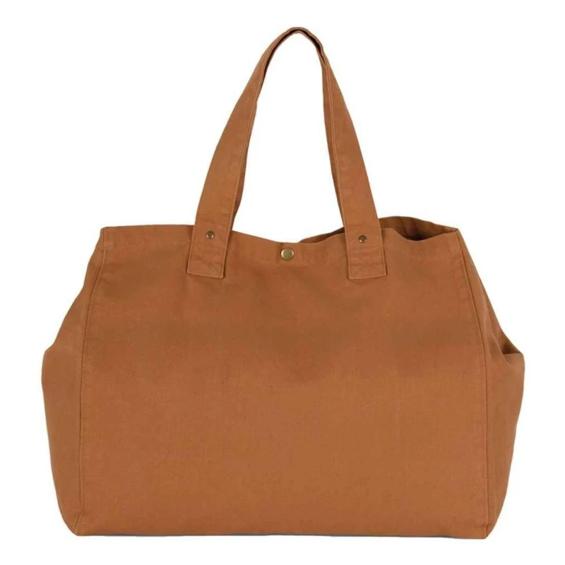 Image of Kimood Womens Washed Cotton Shopper Bag in Brown Brown Female One Size