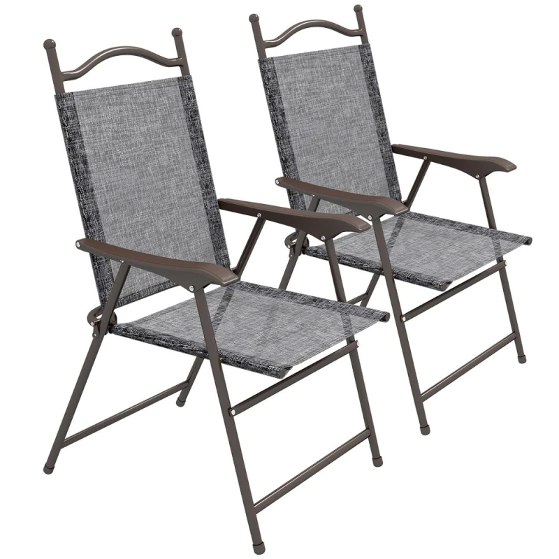 Image of Outsunny Patio Garden Chairs w/ Foldable Design - Grey 84G-298V00GY
