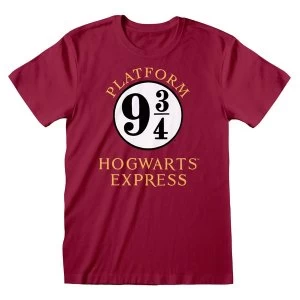 image of Harry Potter - Hogwarts Express Platform 3/4 Unisex Large T-Shirt - Red