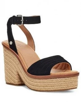 image of UGG Laynce Wedge Sandals - Black, Size 3, Women