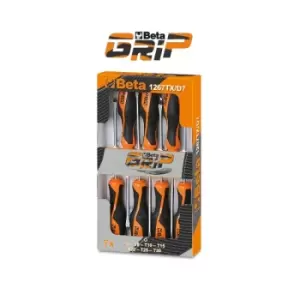 image of Beta Tools 1267 TX/D7 7pc Beta GRIP Torx Screwdriver Set Non-Slip T6 to T30