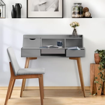 Image of Teamson Home - Creativo Wooden Writing Desk with Storage, Light Grey/Natural VNF-00045LG - Light Grey