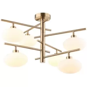 Italux Lighting - Italux Fiorenzo - Modern Hanging Pendant Brass 6 Light with White Shade, G9