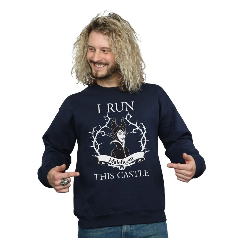 Image of Disney Men Maleficent I Run This Castle Sweatshirt in Navy Size: Small Navy S Male 5057736608050