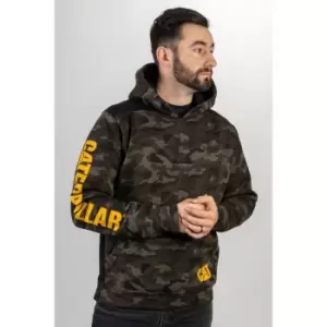Image of Caterpillar Logo Panel Hooded Sweatshirt Night Camo XXL