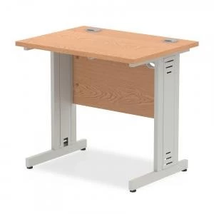 Image of Trexus Desk Rectangle Cable Managed Silver Leg 800x600mm Oak Ref