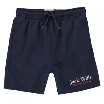 Image of Jack Wills Wills Kids Boys Ridley Script Swim Shorts - Navy