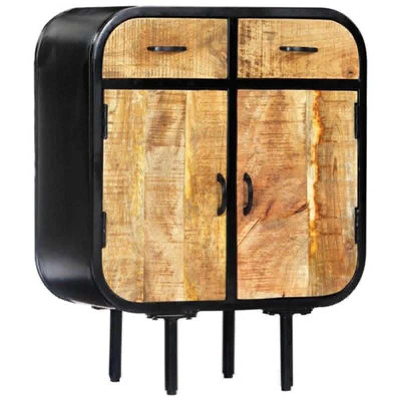 Image of Vidaxl Sideboard 60X30X75cm Solid Mango Wood And Iron, Brown 247918