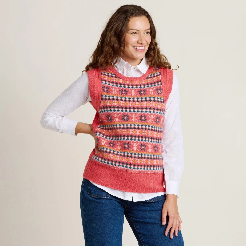 Image of Brakeburn Pink Fairisle Knitted Vest Pink