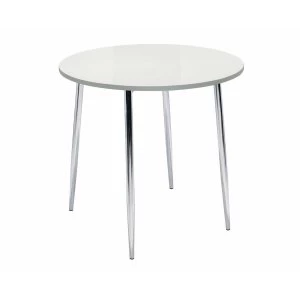 TC Office Ellipse Circular Table with Chrome Legs 800mm, White