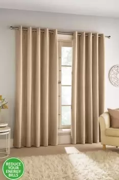 image of Savoy 100% Blackout, Thermal, Velvet/Chenille Eyelet Pair of Curtains