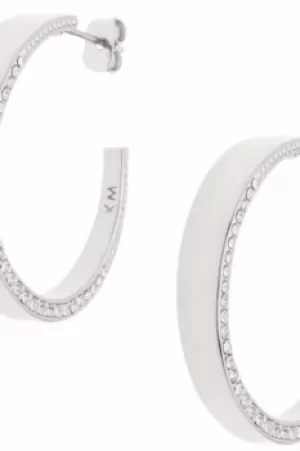 image of Ladies Karen Millen Silver Plated Contoured Crystal Hoop Earring KMJ933-01-02