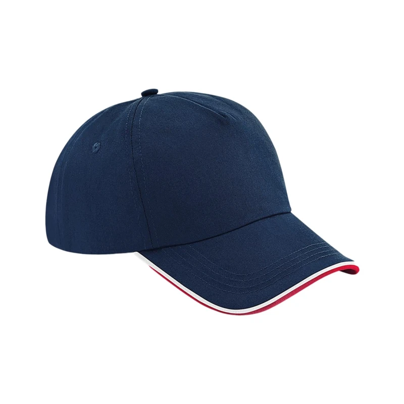 Image of Beechfield Beechfield Men Authentic Piped 5 Panel Cap in Dark Navy Dark Navy One Size Male 5059444612671