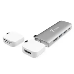 Image of j5create JCD387 USB 3.2 Gen 1 (3.1 Gen 1) Type-C 5000 Mbps Silver White