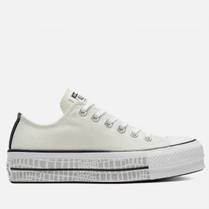 Image of Converse Womens Chuck Taylor All Star Digital Daze Lift Ox Trainers - White - UK 3