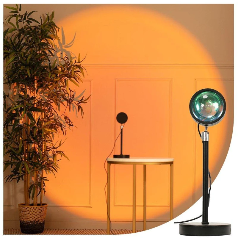 Image of ValueLights Sunset Projector Lamp 360 Degree Projection Bedroom Night Light with USB Cable Black unisex