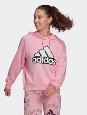 Image of adidas Essentials Outlined Logo Hoodie, Pink Size M Women