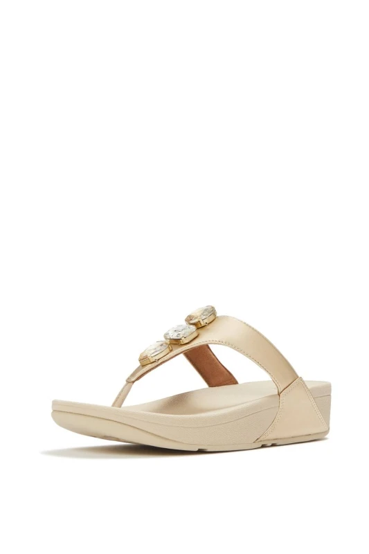 Image of FitFlop Womens Lulu Ultra-Jewel Toe-Post Sandals in Gold Size: 5 Gold Female 5
