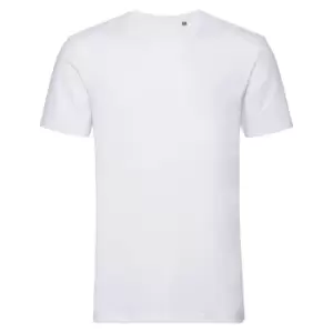 image of Russell Mens Pure Organic Short-Sleeved T-Shirt (S) (White)