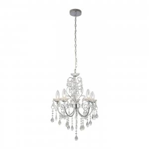 Image of 5 Light Bathroom Ceiling Pendant Light Chrome, Clear Crystal (K9) Glass Detail IP44, G9