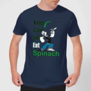 Image of Popeye Keep Calm And Eat Spinach Mens T-Shirt - Navy - L