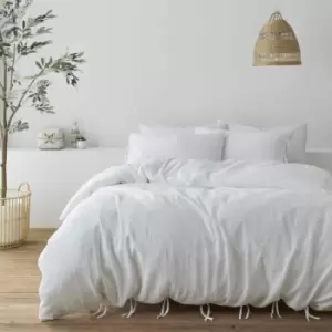 Image of Pineapple Elephant Afra Ties 100% Cotton Muslin Duvet Cover Set, White, King