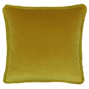 image of Paoletti Freya Velvet Cushion Ochre