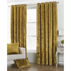 image of Riva Paoletti Verona Eyelet Curtains (66 x 54in) (Ochre)